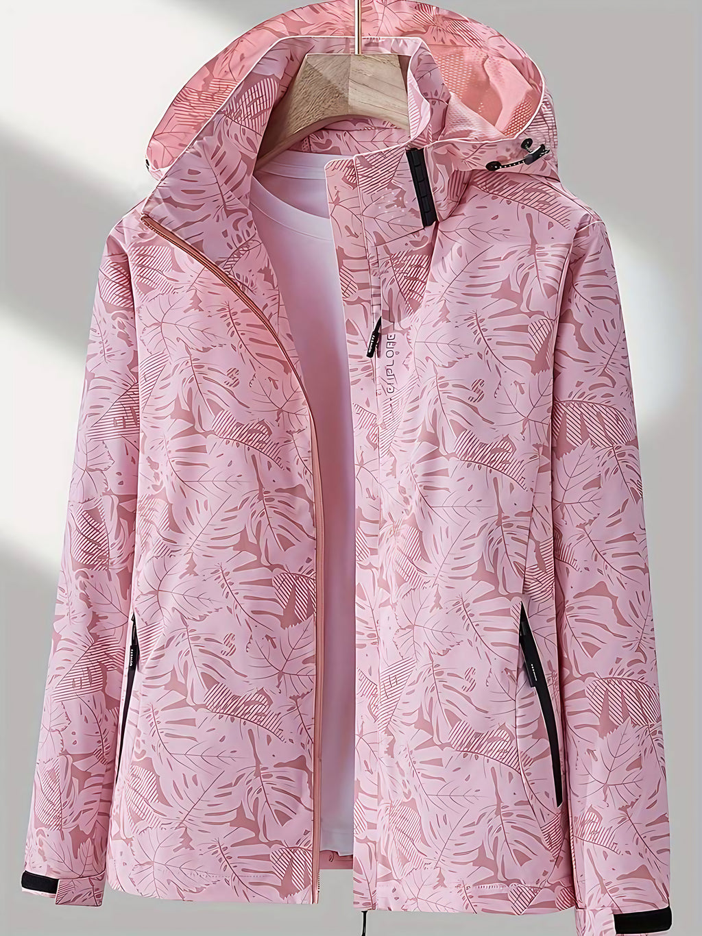 Veste imperméable femme à capuche réglable, six coloris, rose