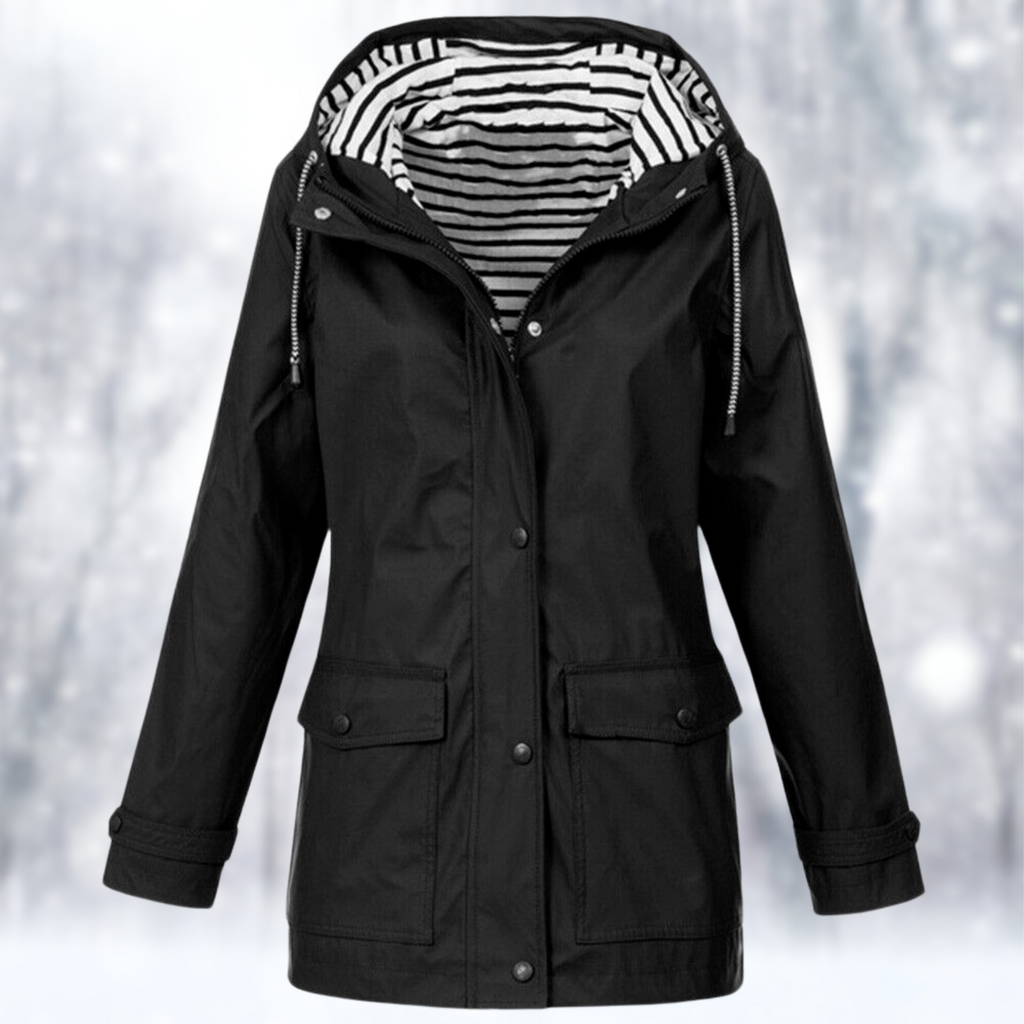 Veste imperméable femme à capuche, zippée, du S au 5XL, noir