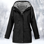Veste imperméable femme à capuche, zippée, du S au 5XL, noir