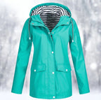 Veste imperméable femme à capuche, zippée, du S au 5XL, turquoise