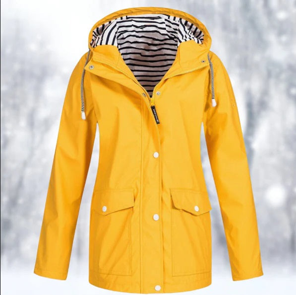 Veste imperméable femme à capuche, zippée, du S au 5XL, jaune