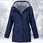 Veste imperméable femme à capuche, zippée, du S au 5XL, bleu marine