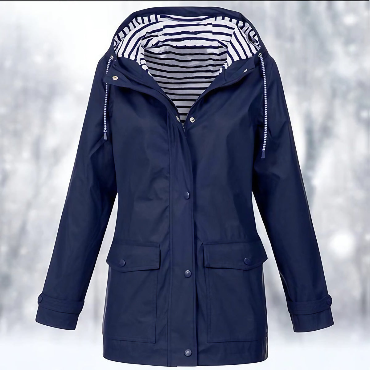 Veste imperméable femme à capuche, zippée, du S au 5XL, bleu marine