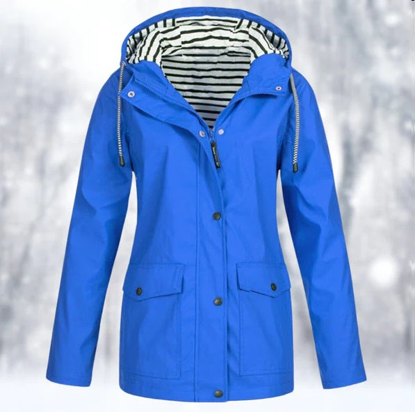 Veste imperméable femme à capuche, zippée, du S au 5XL, bleu