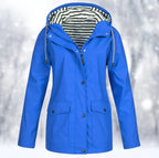 Veste imperméable femme à capuche, zippée, du S au 5XL, bleu