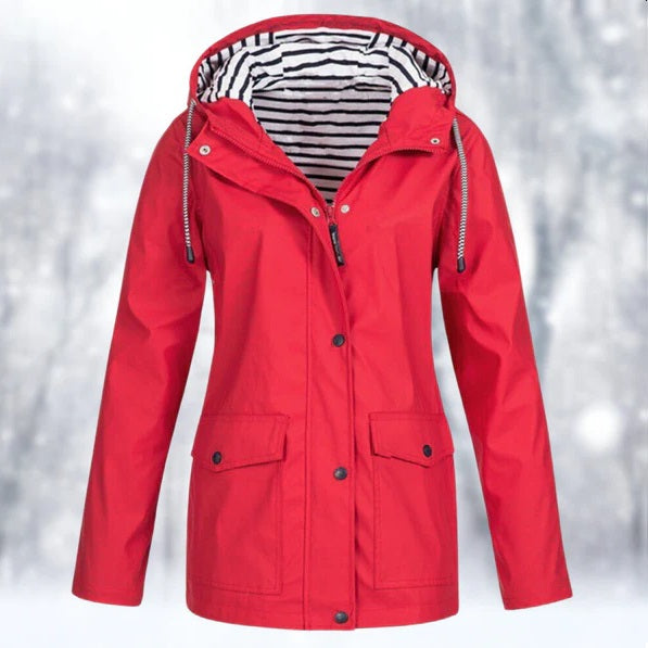 Veste imperméable femme à capuche, zippée, du S au 5XL, rouge