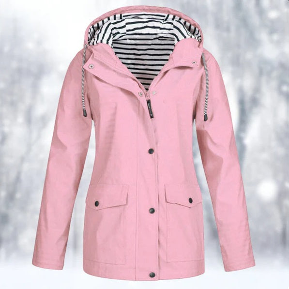 Veste imperméable femme à capuche, zippée, du S au 5XL, rose