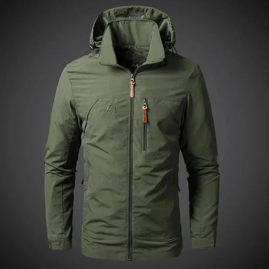 Veste coupe-vent imperméable homme, zip intégral, cinq coloris, vert