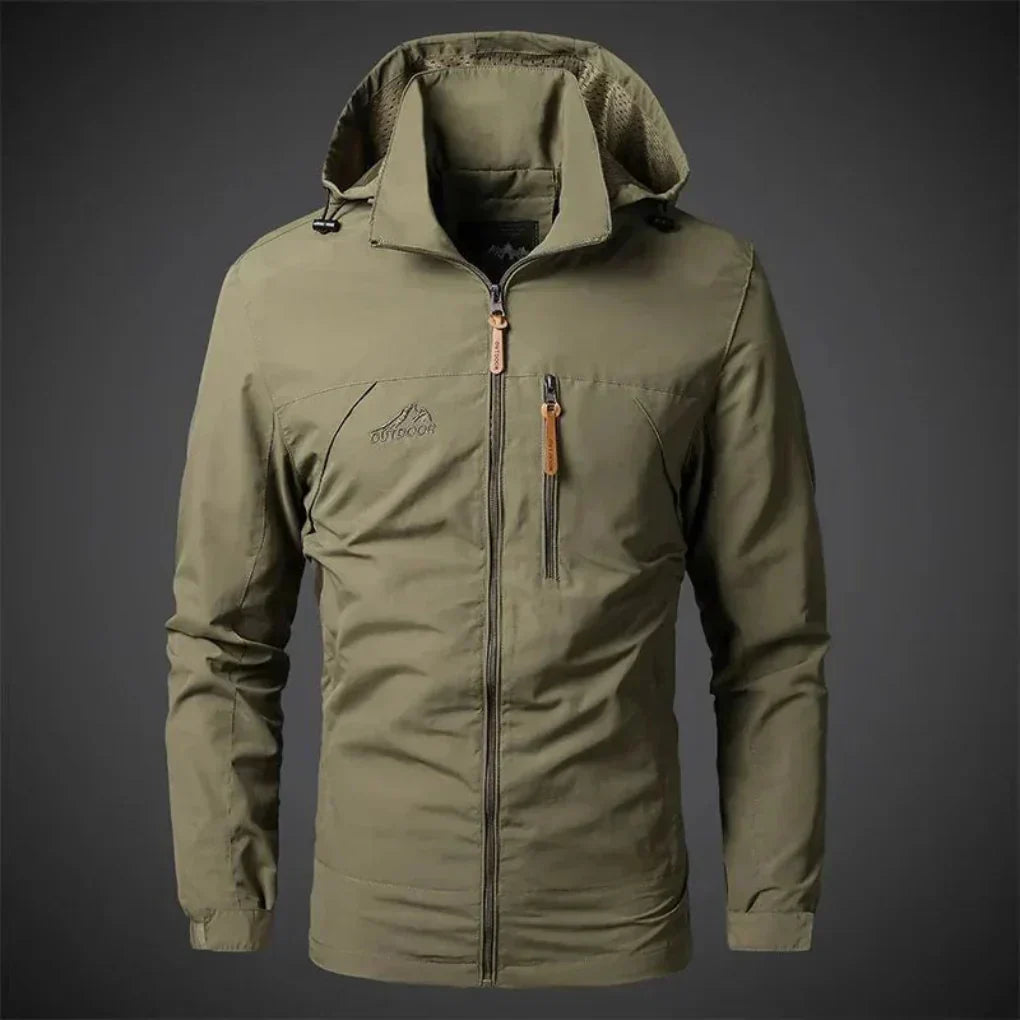 Veste coupe-vent imperméable homme, zip intégral, cinq coloris, kaki