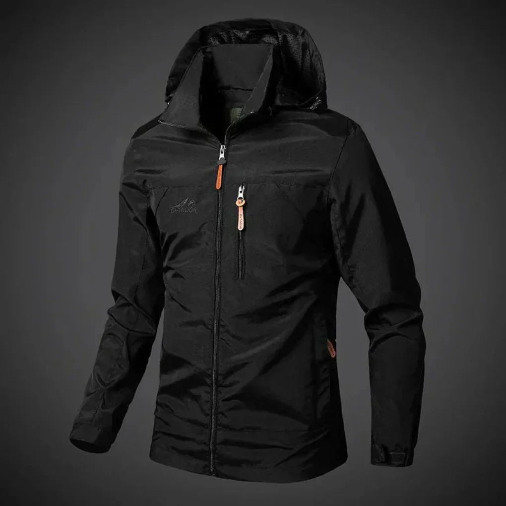 Veste coupe-vent imperméable homme, zip intégral, cinq coloris, noir