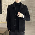 Veste d'hiver homme courte, coupe large boutonnée, taille élastique, noir