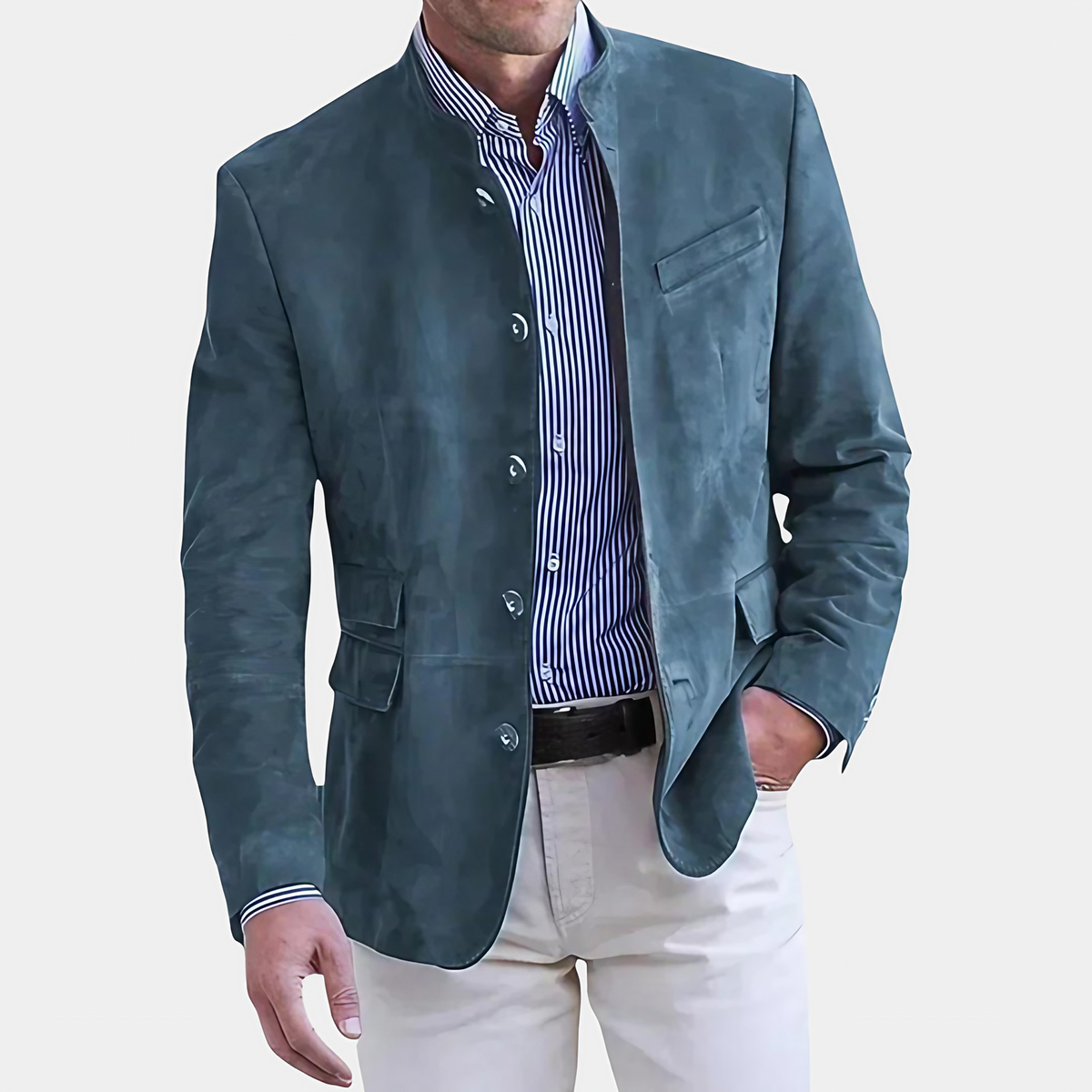 Veste d'hiver homme d'inspiration italienne, marron ou bleu, bleu