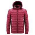 Veste matelassée homme à capuche réglable et col montant, rouge vin