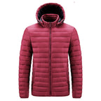Veste matelassée homme à capuche réglable et col montant, rouge vin