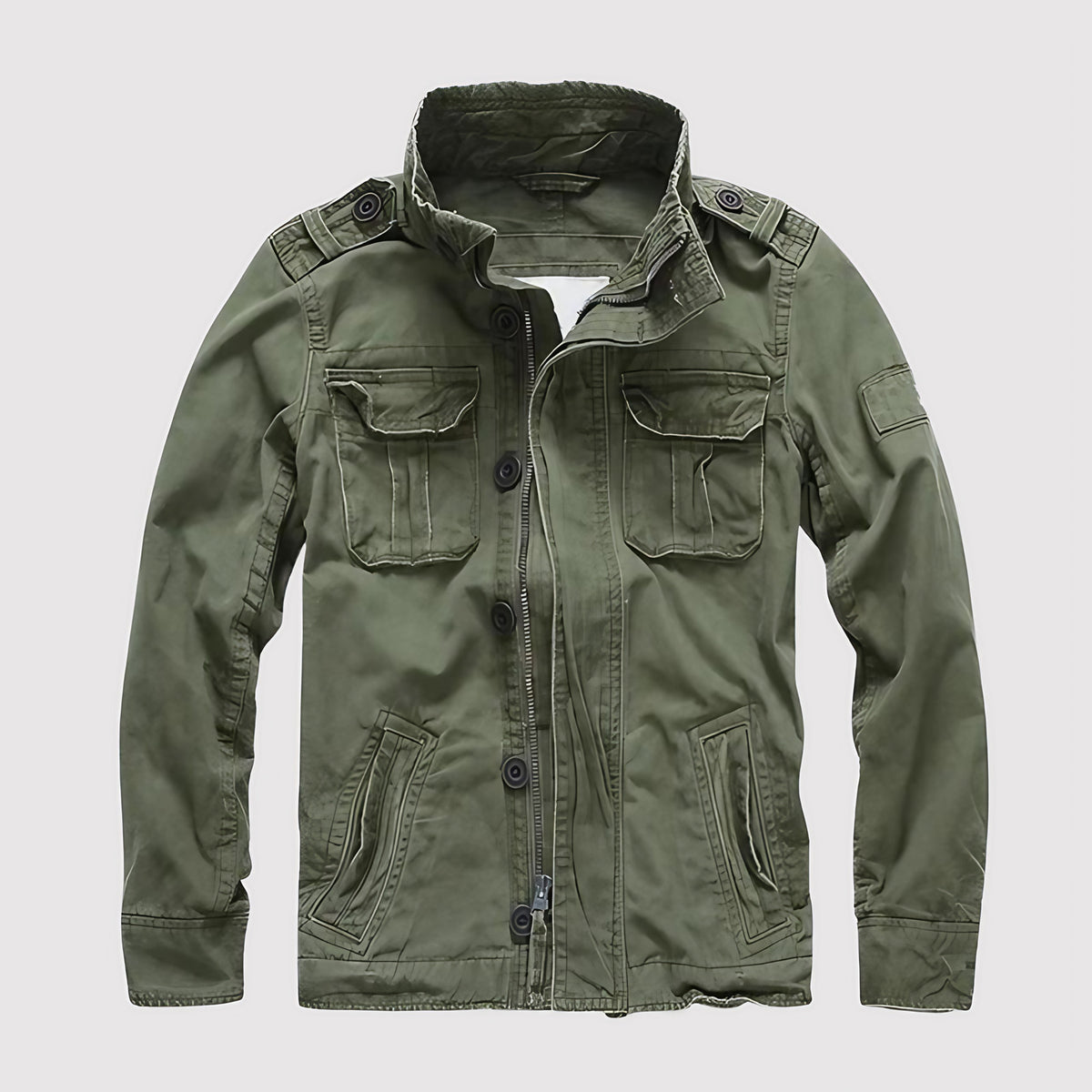 Veste en jean homme rétro à poches, cinq coloris, du S au 2XL, vert armée