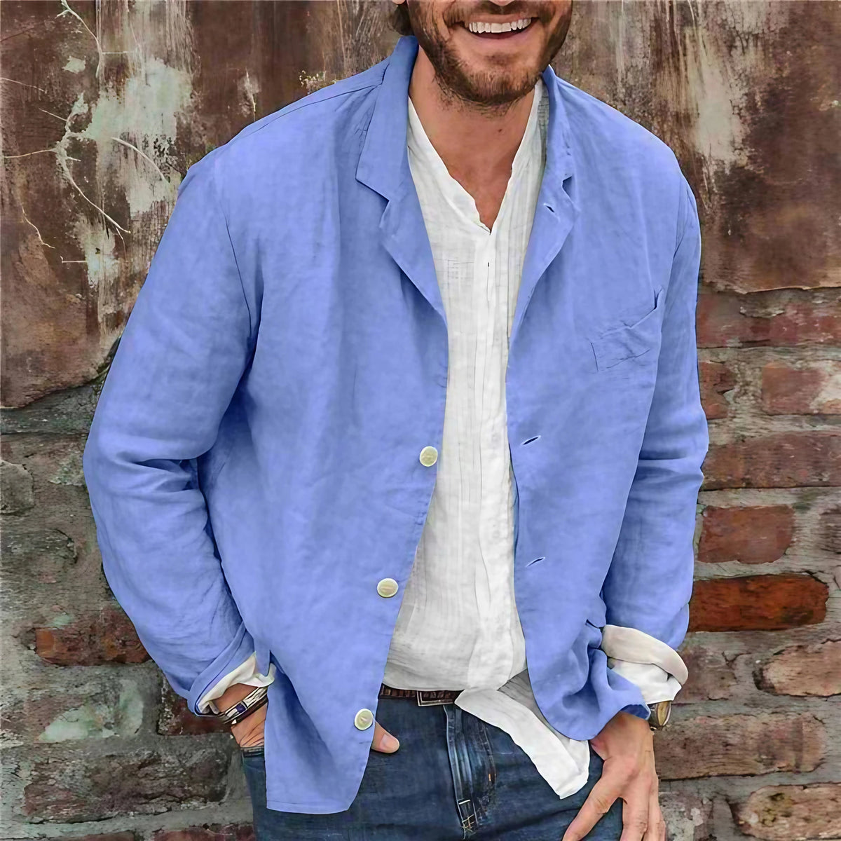 Veste légère homme multipoches, coupe décontractée, du S au 3XL, bleu