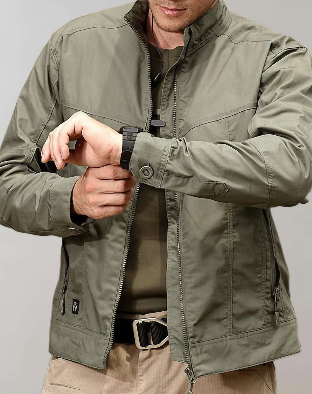 Veste légère d'été homme, vert armée ou kaki, du M au 3XL, vert armée