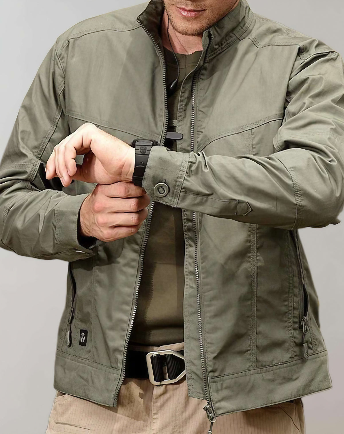 Veste légère d'été homme, vert armée ou kaki, du M au 3XL, vert armée