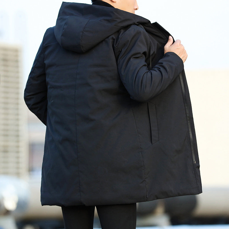 Veste longue homme d'hiver imperméable à capuche ajustable