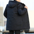 Veste longue homme d'hiver imperméable à capuche ajustable