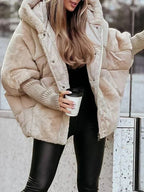 Veste matelassée femme à capuche, automne et début d'hiver, beige