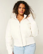 Veste matelassée femme à capuche, col fausse fourrure, S au XL