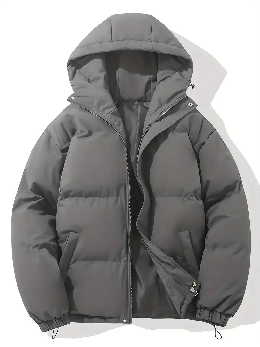 Veste matelassée homme à capuche, fermeture éclair, huit coloris, gris foncé