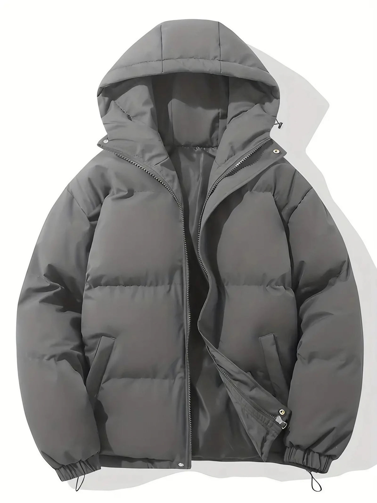 Veste matelassée homme à capuche, fermeture éclair, huit coloris, gris foncé