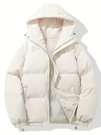 Veste matelassée homme à capuche, fermeture éclair, huit coloris, beige blanc