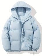 Veste matelassée homme à capuche, fermeture éclair, huit coloris, bleu clair