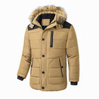 Veste matelassée homme à capuche amovible, coupe-vent, kaki