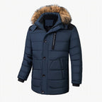 Veste matelassée homme à capuche amovible, coupe-vent, bleu