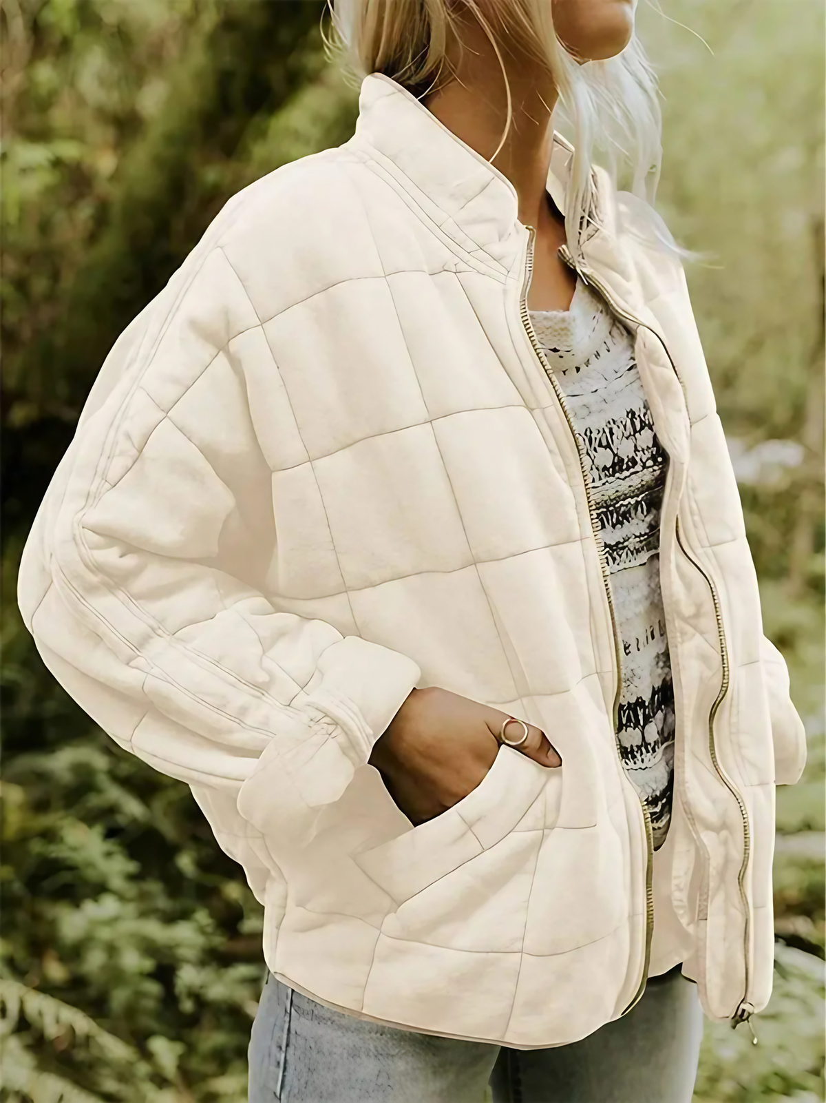 Veste matelassée femme légère, finition mate, treize coloris, abricot