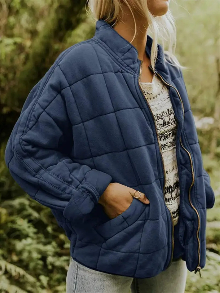 Veste matelassée femme légère, finition mate, treize coloris, bleu foncé
