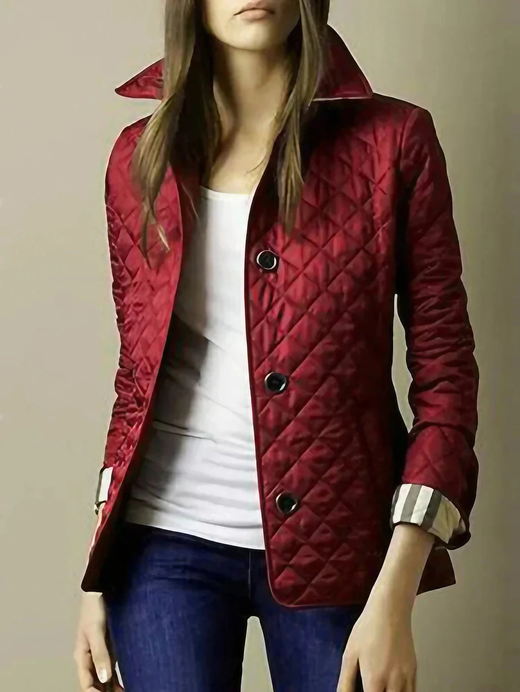 Veste matelassée femme à carreaux, légère, du M au 5XL, rouge