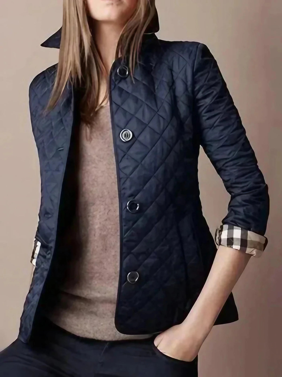 Veste matelassée femme à carreaux, légère, du M au 5XL, bleu