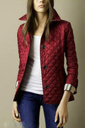 Veste matelassée femme boutonnée, coupe ajustée, mi-saison, rouge