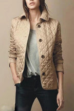 Veste matelassée femme boutonnée, coupe ajustée, mi-saison, kaki