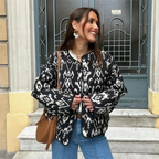 Veste matelassée femme imprimée, col rond, noire, du XS au 2XL