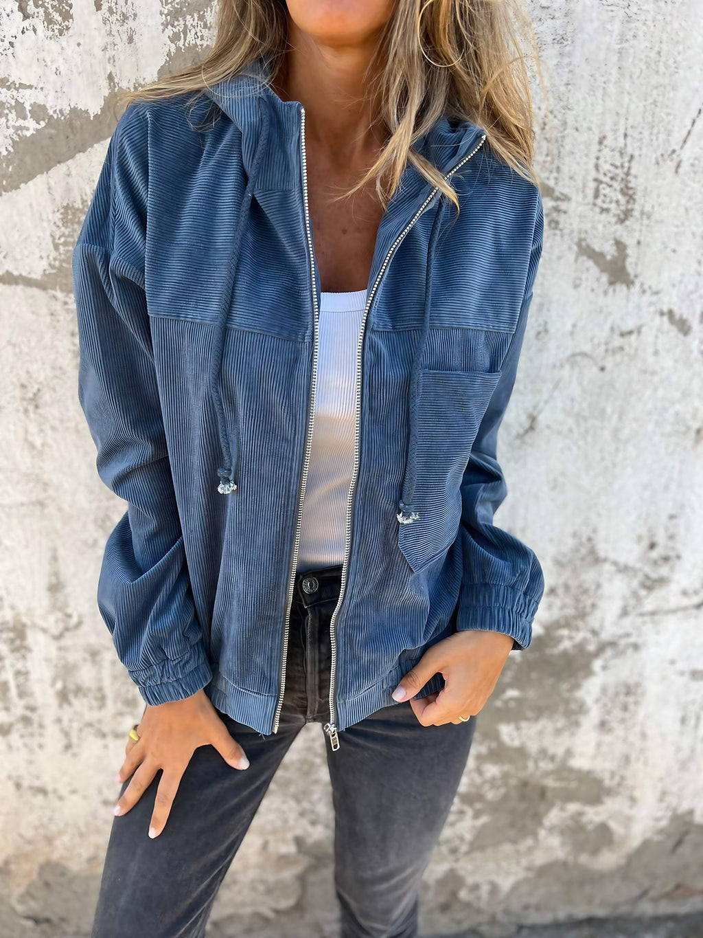 Veste en velours côtelé femme à poches, mi-saison, cinq coloris