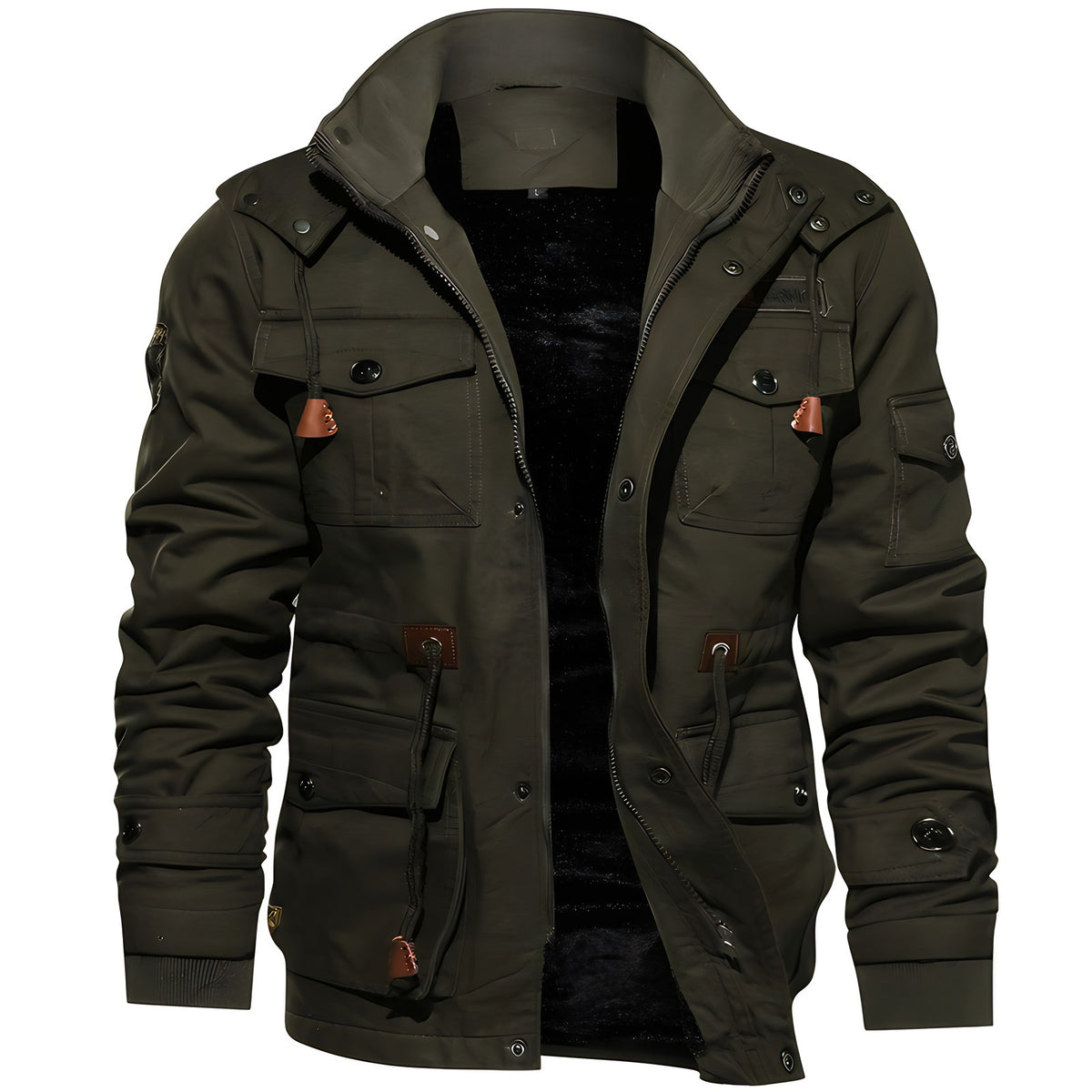 Veste militaire homme à poches, taille ajustable, du XS au 4XL, vert foncé