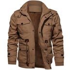 Veste militaire homme à poches, taille ajustable, du XS au 4XL, marron