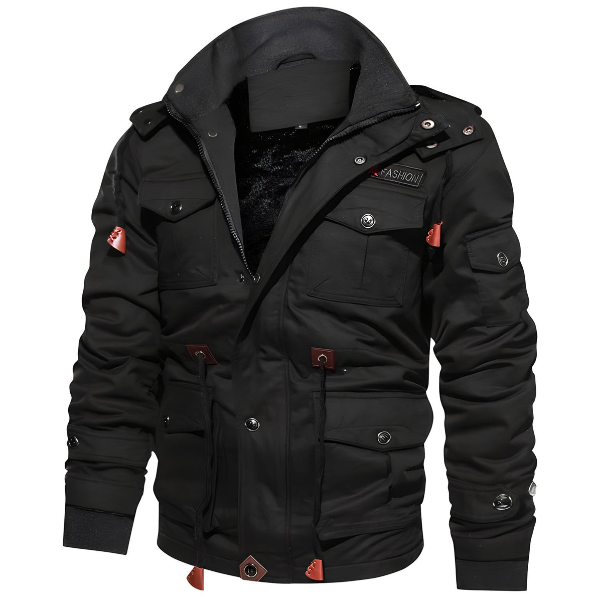 Veste militaire homme à poches, taille ajustable, du XS au 4XL, noir