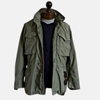 Veste militaire homme vintage, col montant, quatre poches, vert