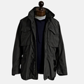 Veste militaire homme vintage, col montant, quatre poches, noir