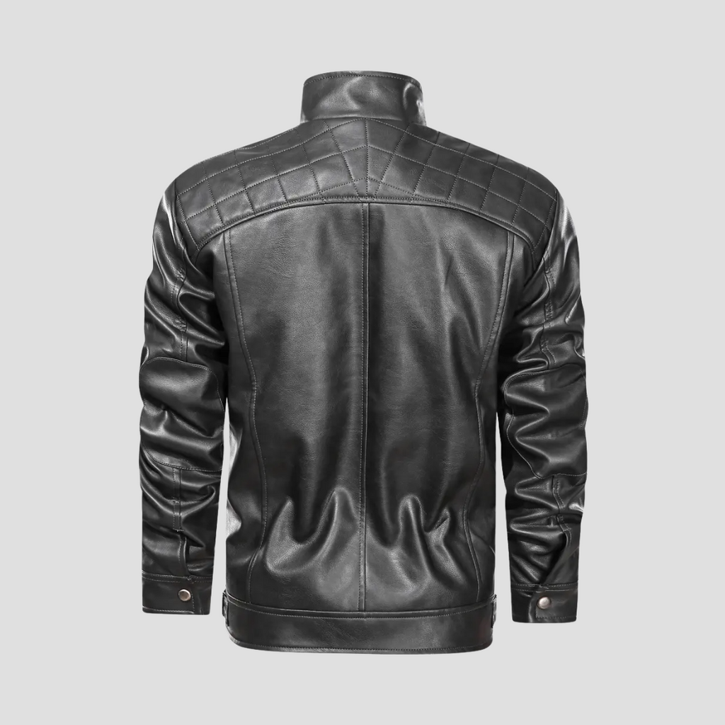 Veste motard rétro homme à col montant boutonné, du S au 3XL