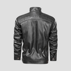 Veste motard rétro homme à col montant boutonné, du S au 3XL