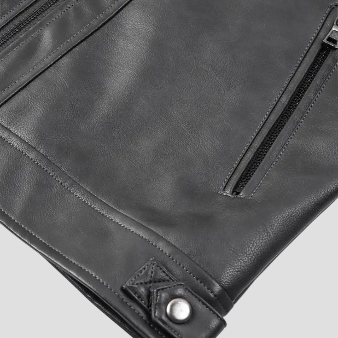 Veste motard rétro homme à col montant boutonné, du S au 3XL