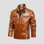 Veste motard rétro homme à col montant boutonné, du S au 3XL, marron
