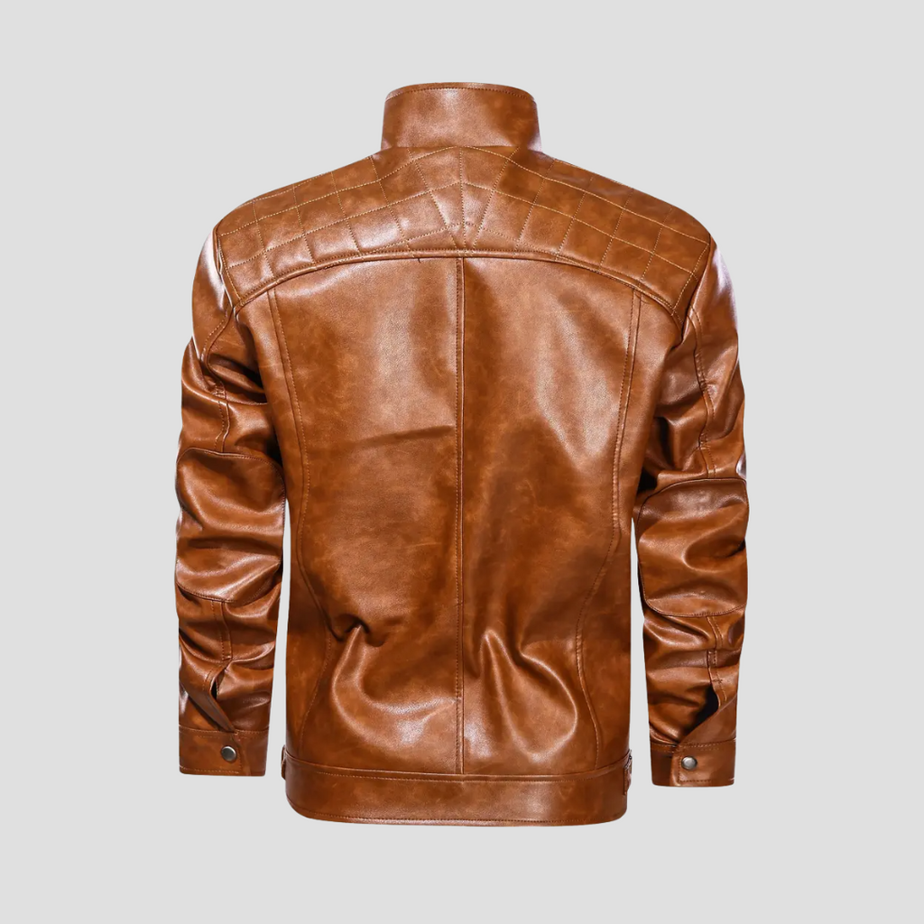 Veste motard rétro homme à col montant boutonné, du S au 3XL